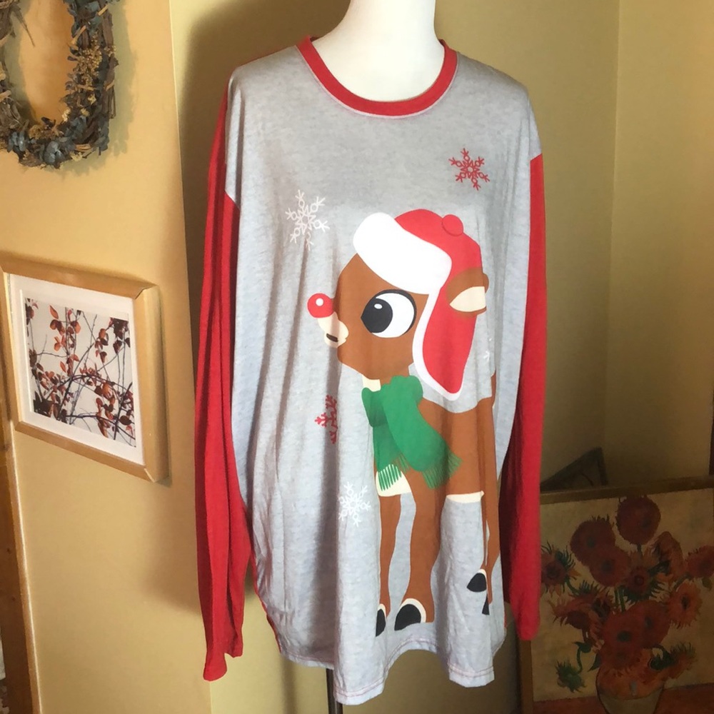 RUDOLF The Red-Nosed Reindeer Size  XXL Christmas Long Sleep-shirt Cozy  $39 NEW